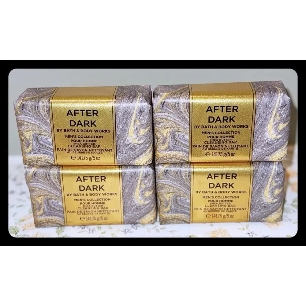Bath & Body Works 5 oz Men's After Dark Shea Butter Cleansing Bar Soap x4